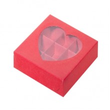 Коробка для конфет на  9шт  Сердце красная